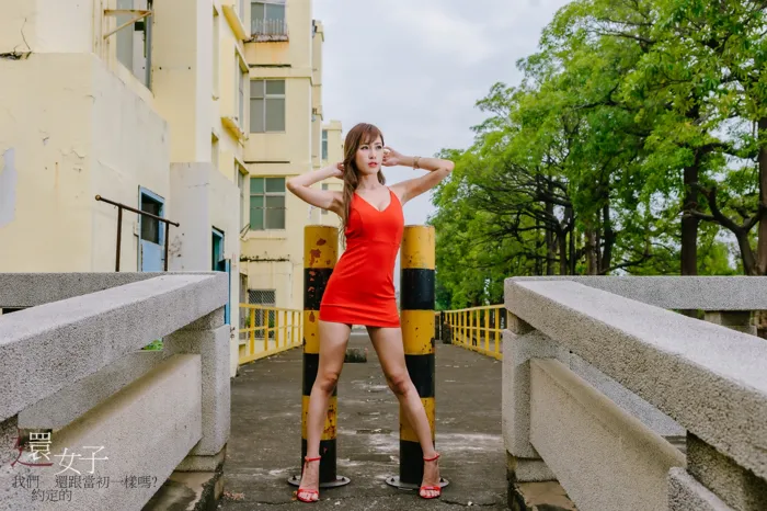 [Mzsock] NO.047 Abby red dress short skirt high heels beautiful legs outdoor shot street photography#[106P]-24